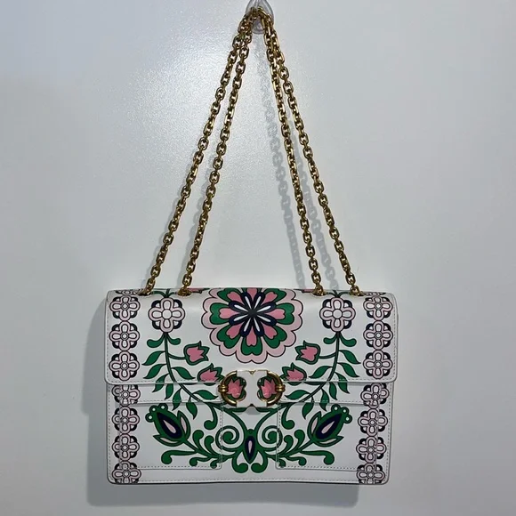 PRICE IS FIRM! Tory Burch Gemini Link Chain Printed Leather Crossbody - Picture 5 of 17